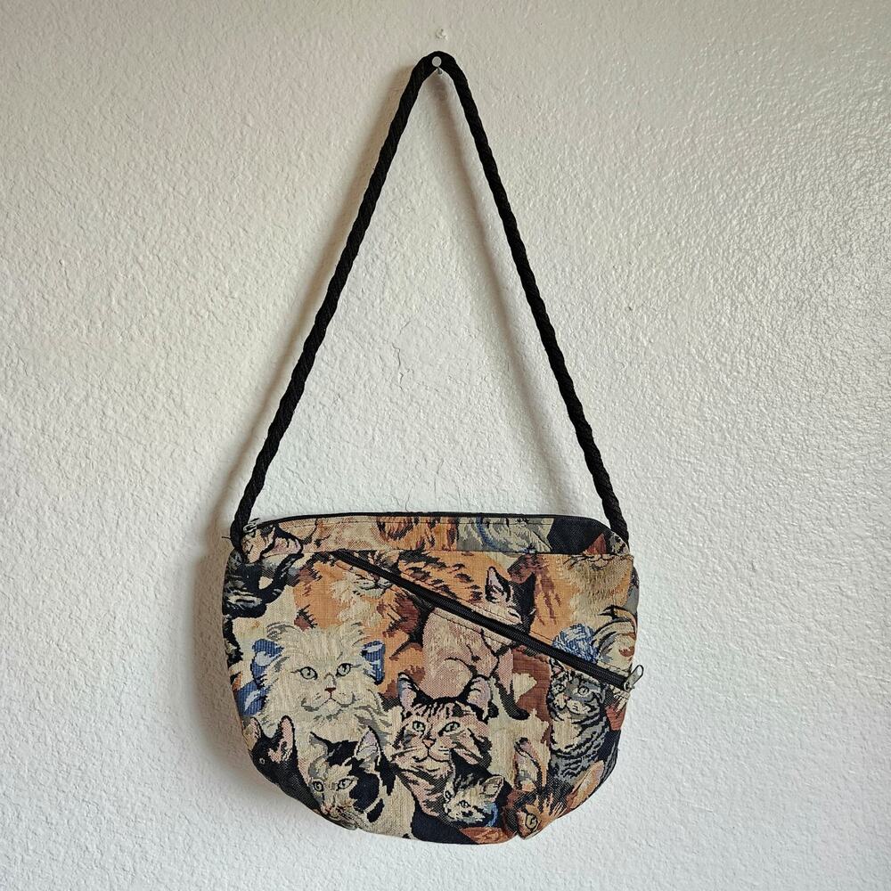 Vintage y2k  Cat Tapestry Shoulder Purse